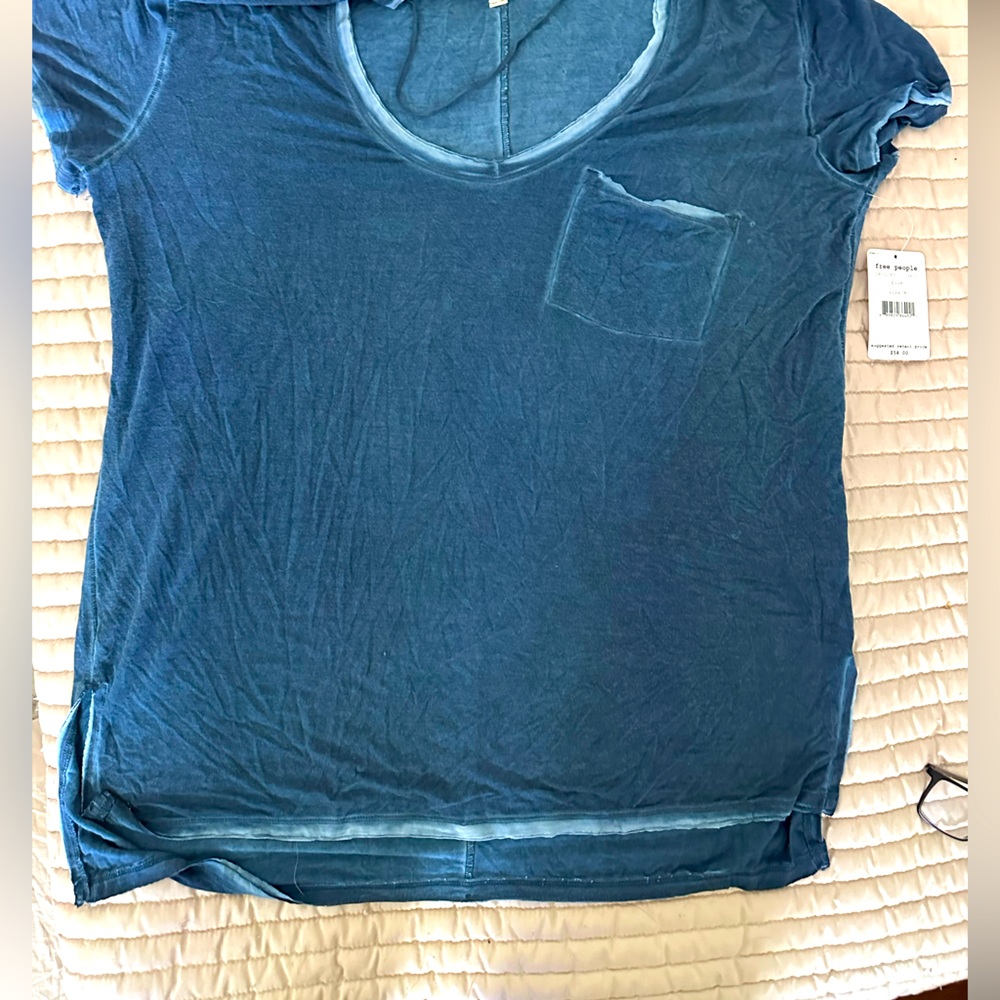 NWT! Free People relaxed fit blue tunic tee oversized medium - Picture 1 of 4